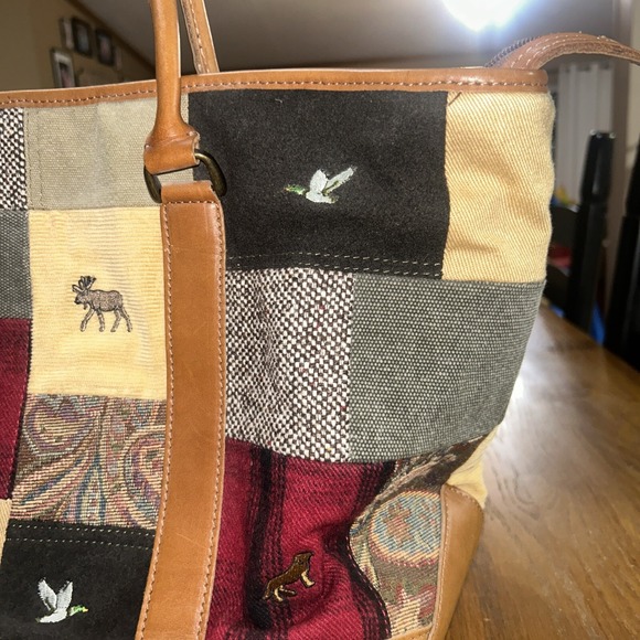 Vintage 90s LL Bean Boat & Tote Bag - Rare HTF Patchwork, Embroidered, Leather - Picture 4 of 15